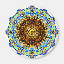 Arte de Mandala Azul e Amarelo