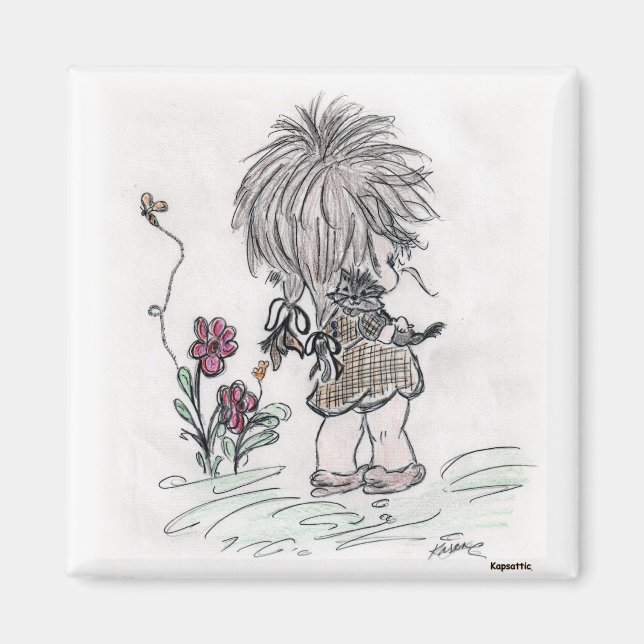 Íman Arte de mão infantil e Gatinho (Frente)