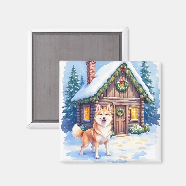 Íman Arte de Natal Cabana Rústica Chinook (Front/Back)