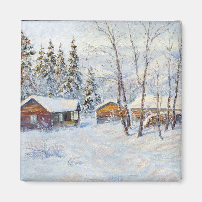 Íman Arte de Natal da Fazenda de inverno (Frente)