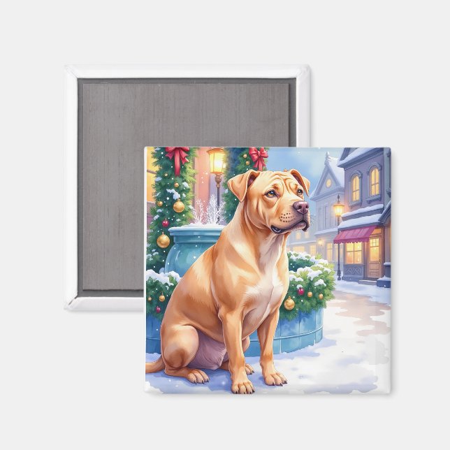 Íman Arte de Natal da Fonte da Cidade do Shar-Pei Chinê (Front/Back)