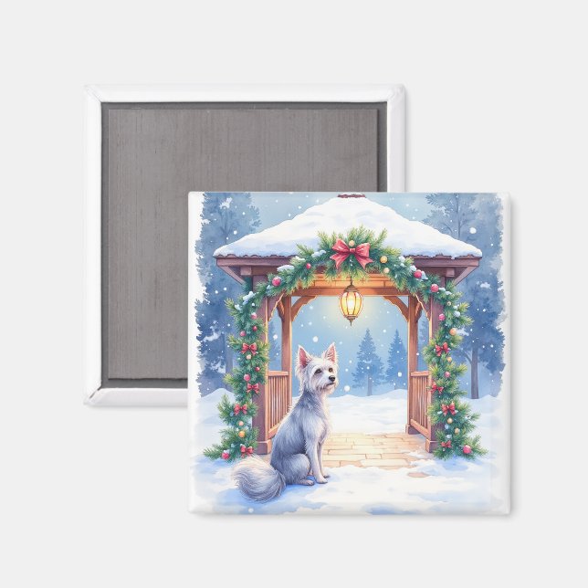 Íman Arte de Natal do Gazebo Nevado com Crista Chinesa (Front/Back)