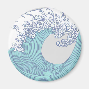 Íman Arte de onda de surf Ukiyo-e japonês vintage Costa