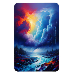 Íman Arte de Paisagem de Abstrato do Rio Vibrmy Sky Sto