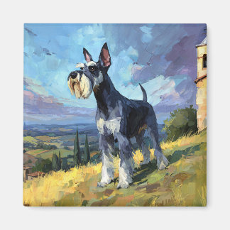 Íman Arte de paisagem rural ensolarada de Schnauzer