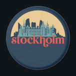 Íman Arte de paisagem urbana retrô de Skyline na Cidade<br><div class="desc">Design com lindas linhas do horizonte, atração turística e arte de paisagem urbana, arranha-céu Legal e ilustração da silhueta de construção para turistas e viajantes. Perfeito como lembrança para trazer de volta para casa quando viaja pelo mundo. Guarde a memória do seu viagem e as suas férias com a família...</div>