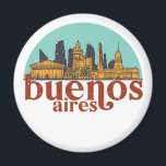 Íman Arte de paisana digital em linha digital em Buenos<br><div class="desc">Design com lindas linhas do horizonte, atração turística e arte de paisagem urbana, arranha-céu Legal e ilustração da silhueta de construção para turistas e viajantes. Perfeito como lembrança para trazer de volta para casa quando viaja pelo mundo. Guarde a memória do seu viagem e as suas férias com a família...</div>