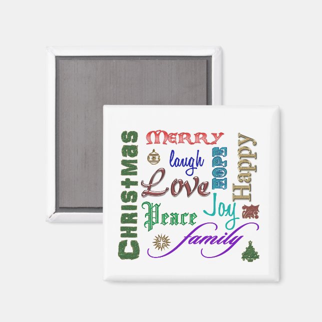 Íman Arte de Palavras de Natal (Front/Back)