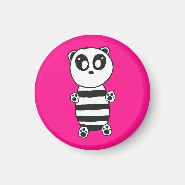 Íman Arte de Panda Preto e Branco Divertida (Frente)