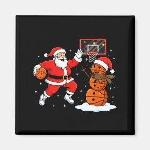 Íman Arte de Papai Noel Jogando Basquete com Boneco de