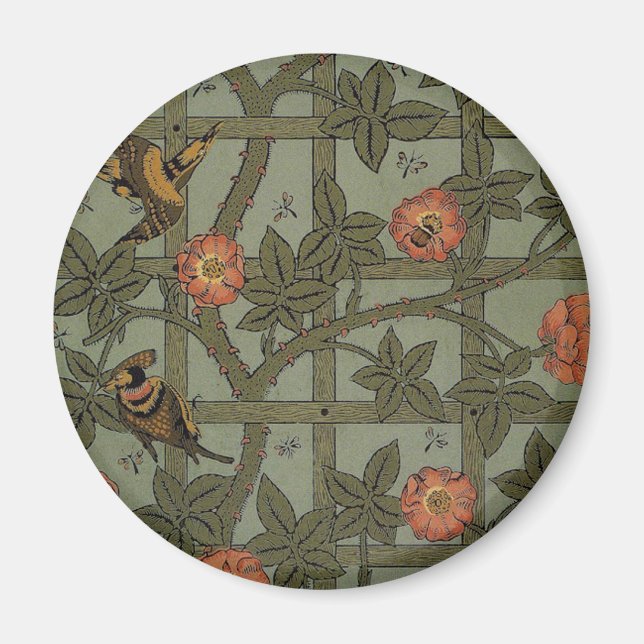 Íman Arte de Papel de Parede Treliça de William Morris (Frente)