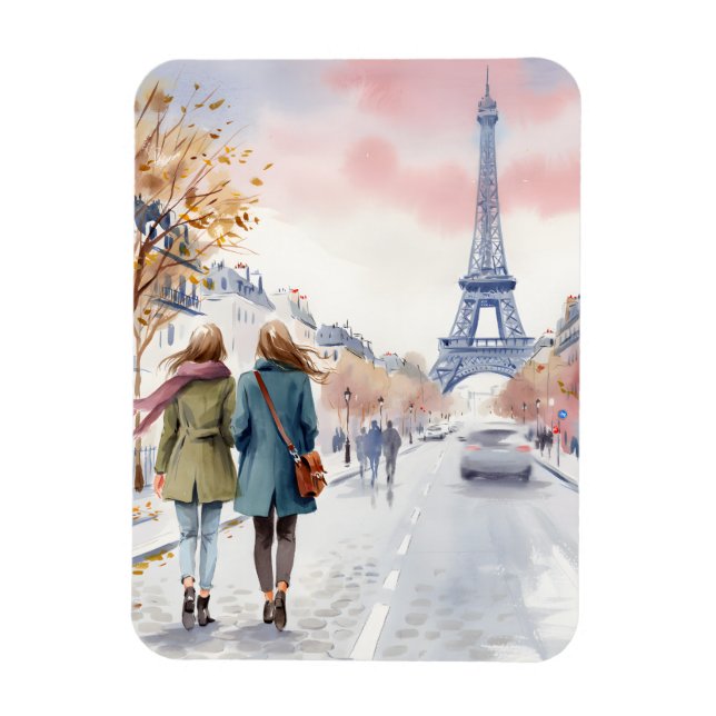 Íman Arte de Parede Aquarela Torre Eiffel de Paris (Vertical)