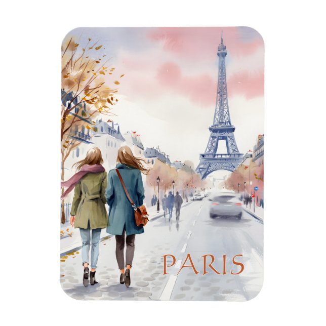 Íman Arte de Parede Aquarela Torre Eiffel de Paris (Vertical)
