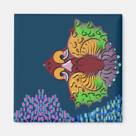 Íman Arte de Peixe Abstrato em Escrita Tailandesa | Ímã