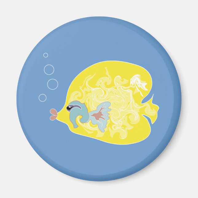 Íman Arte de Peixes Tropicais Caprichosos do Oceano (Frente)