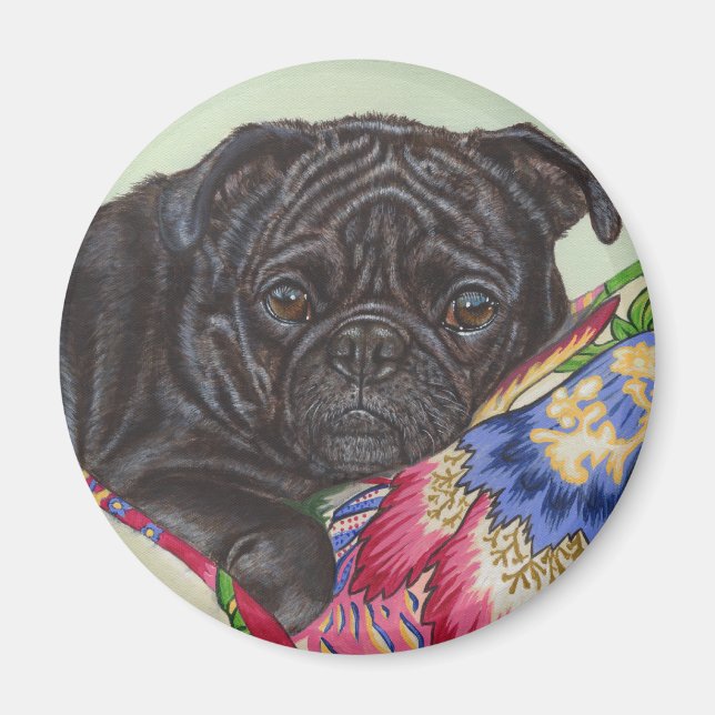 Íman Arte de Pintura de Cão Negro (Frente)