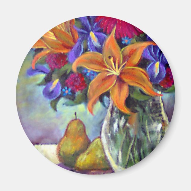 Íman Arte de Pintura de Vases Flores - Múltiplas (Frente)