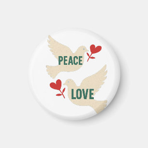 Íman Arte de Pombo Vintage Paz & Amor com Motivo de Cor