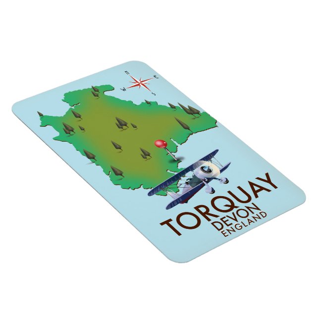 Íman Arte de pôster de mapa antigo de Torquay Devon. (Lado Direito)