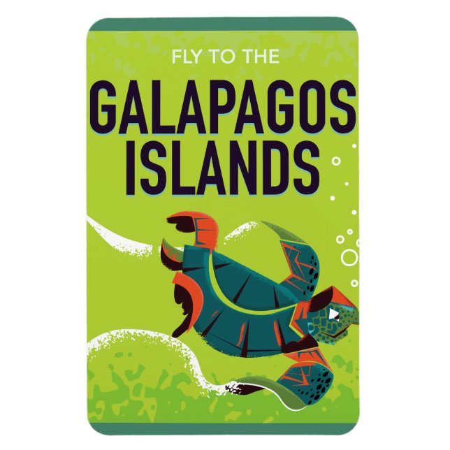 Íman Arte de pôster de viagem vintage das Ilhas Galápag (Vertical)