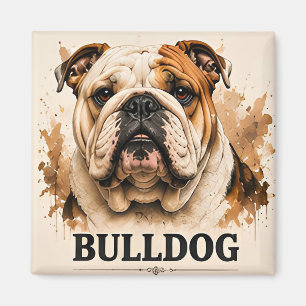 Íman Arte de Retrato Clássico de Bulldog Inglês