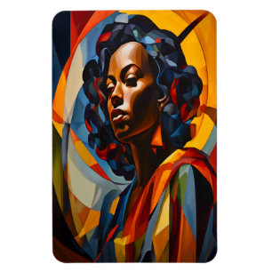 Íman Arte de Retrato Cubista Abstrata Vibrante