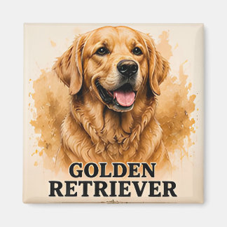 Íman Arte de Retrato de Cachorro Amigável Golden Retrie
