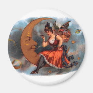 Íman Arte de rótulo de charuto vintage, fada vitoriana 