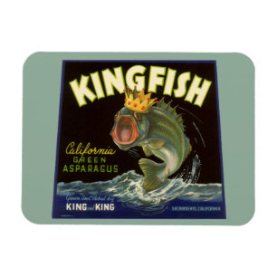 Íman Arte de rótulo de lata de produto vintage, Kingfis