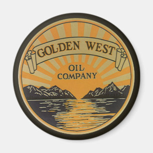 Íman Arte de rótulo de produto vintage, Golden West Oil