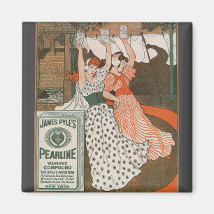 Íman Arte de rótulo de produto vintage Pearline Modern 