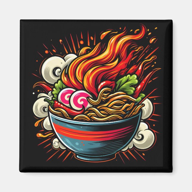 Íman Arte de Rua de Ramen Japonês Apimentado (Frente)