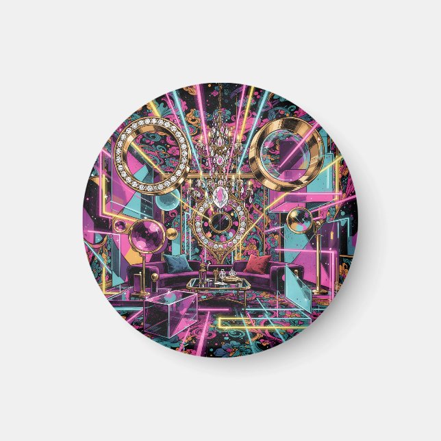 Íman Arte de Sala de Luxo Psicodélica Neon (Frente)