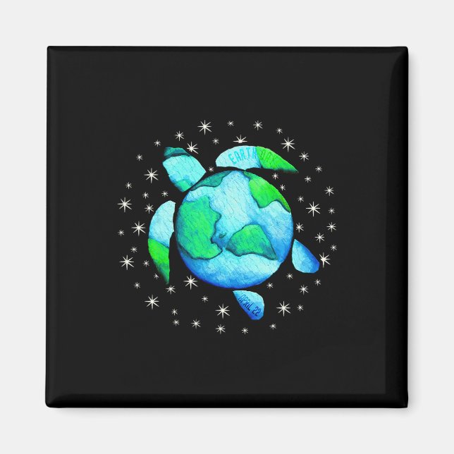 Íman Arte de Tartaruga do Dia da Terra (Frente)
