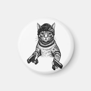 Íman Arte de Tatuagem de Gato Gangster Kitty Legal de