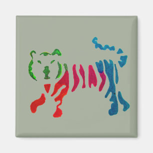 Íman Arte de tigre listrado arco-íris