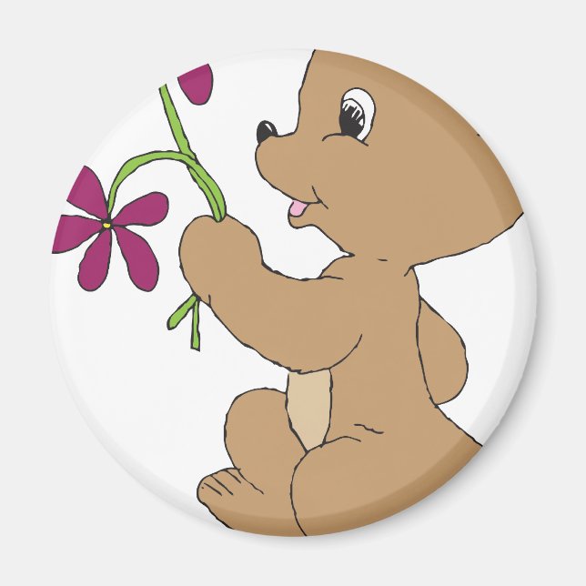 Íman Arte De Urso Doce Arte Desenhada Bebê Arte Castanh (Frente)