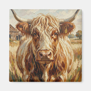 Íman Arte de Vaca Impasto Fofa em uma Fazenda Rústica