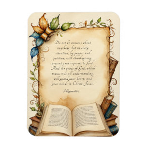 Íman Arte de Versículo Bíblico Cristão Filipenses 4:6-7