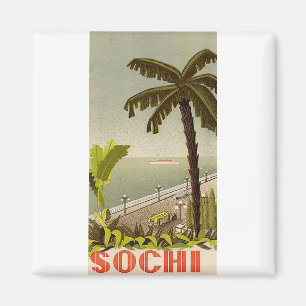 Íman Arte de Viagem de Estação Marítima Vintage Sochi