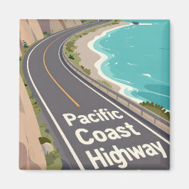 Íman Arte de Viagem Gráfico da Pacific Coast Highway