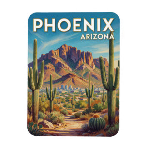 Íman Arte de Viagem Phoenix Arizona Camelback Mountain