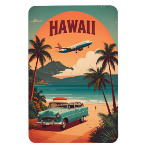 Íman Arte de Viagem Turístico do Havaí Retro Meados do