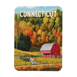Íman Arte de Viagem Vintage Connecticut
