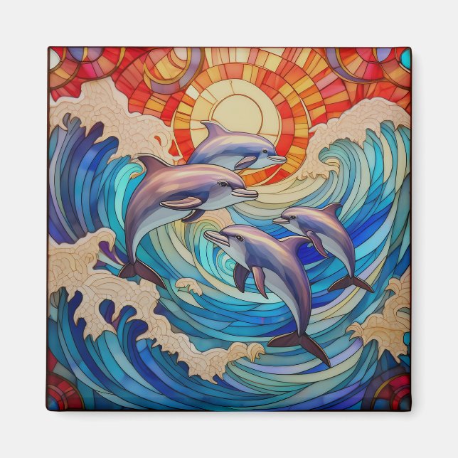 Íman Arte de vidro colorido tropical (Frente)