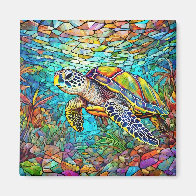 Íman Arte de vidro colorido tropical (Frente)