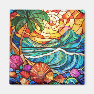 Íman Arte de vidro colorido tropical