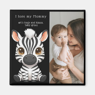 Íman Arte de Zebra Bebê Fofa, Nome da Criança e Mensage