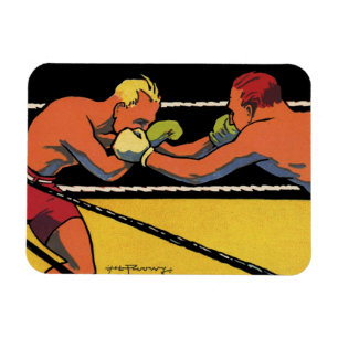 Íman Arte Deco Esportivo de Boxe Antigo, Lutadores Boxe