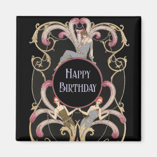 Íman Arte Deco Festivo de Aniversário